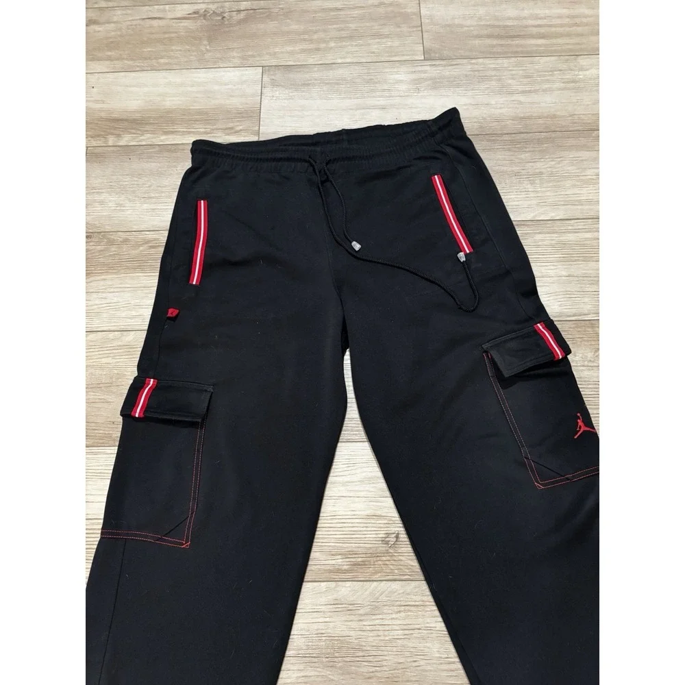 Vintage Air Jordan Track Cargo Black Red pants Large Y2K Athletic Jumpman